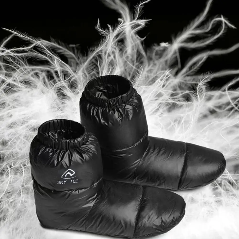 Winter Warm Down Booties Socks Outdoor Camping Tent Foot Warm Covers Soft Slippers Waterproof Fluffy Footwear Mules Cozy Warmers