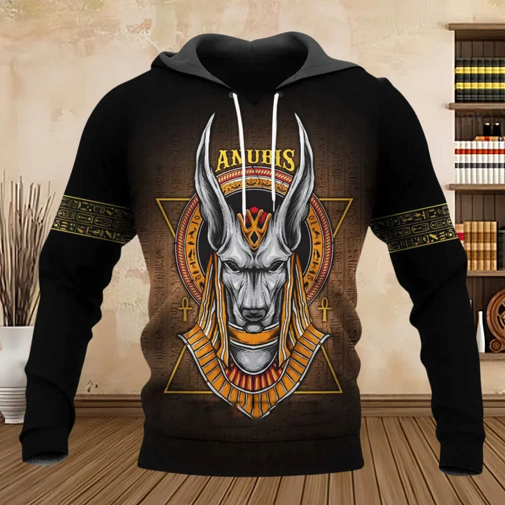 Men's Hoodie Eygpt Anubis Design Hoodies 3D Print Graphic Tops Autumn Long Sleeve Pullover Streetwear Hooded Hoodie Men Clothing 4