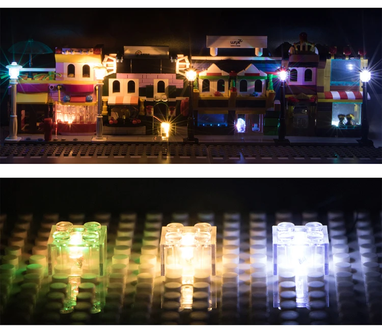 1 Stück 1x4 USB MOC Bausteine Kreativ Leuchtend für Lego LED-Lichter Straßenlampe Baustein DIY 2x2 Klassisches Blinklicht – Detail 1