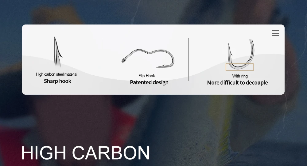 Description Picture 2 of itemFISH KING12Pcs High Carbon Steel Fishing Hooks With Ring 6-13# Automatic Flip SHarp Barbed Fishhook for Carp Fishing Accessories