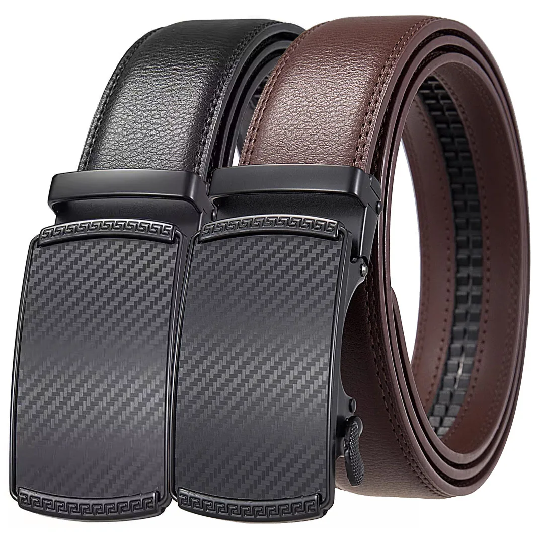 Men' Plus Extra Large Size Belts cm for Tall Men Leather Alloy Ratchet Automatic Buckle Waist Belt for Jeans
