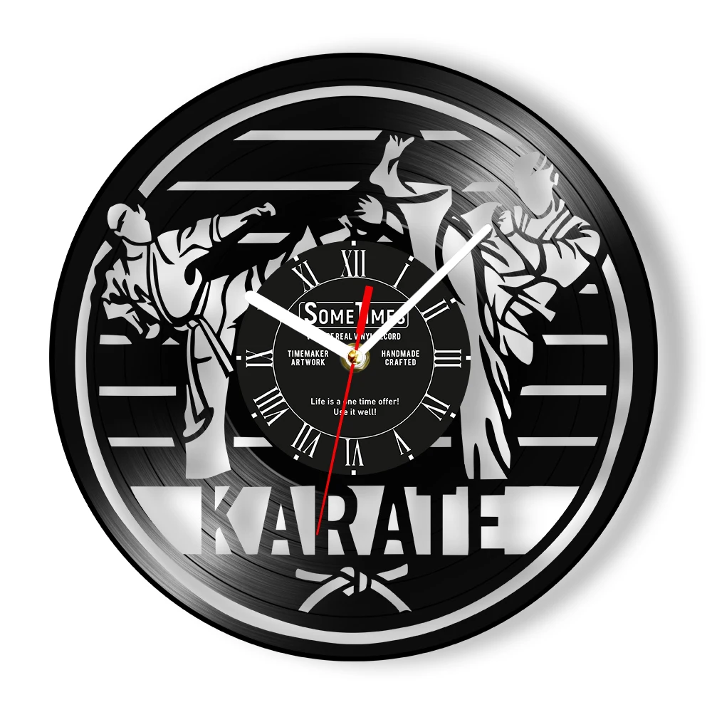 Personalized Karateka Vinyl Record Wall Clock For Boys Room Fighting Sports Japanese Martial Arts Home Decor Custom Karate Clock 2