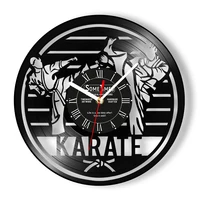 Personalized Karateka Vinyl Record Wall Clock For Boys Room Fighting Sports Japanese Martial Arts Home Decor Custom Karate Clock 2
