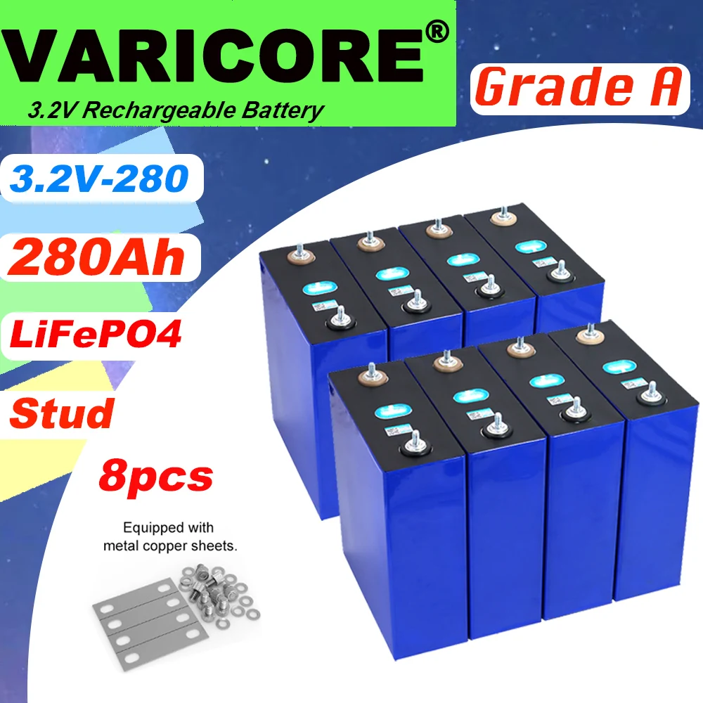 8pcs  3.2V LiFePO4 Battery 320AH 280ah 200ah 150ah 105ah DIY 12v 24V Automotive