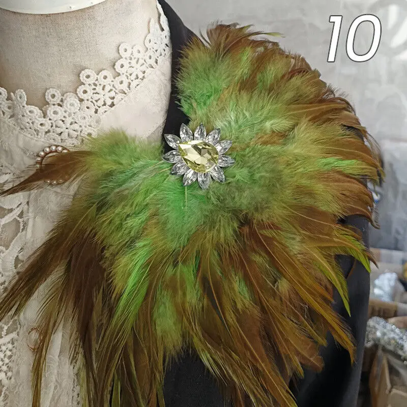 Unisex Strass Feder Brosche Kristall Brosche Pin für Jeans Taille Kleid Zubehör Schulterbrett Karneval Bühne Party Epaulet – Detail 17
