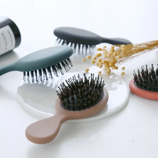 Hair Brush Comb Small Handle Hair Brush Massage Comb Bristle Nylon Anti-hair Loss Handle Detangling Wet Dry Hairdressing Styling Tools