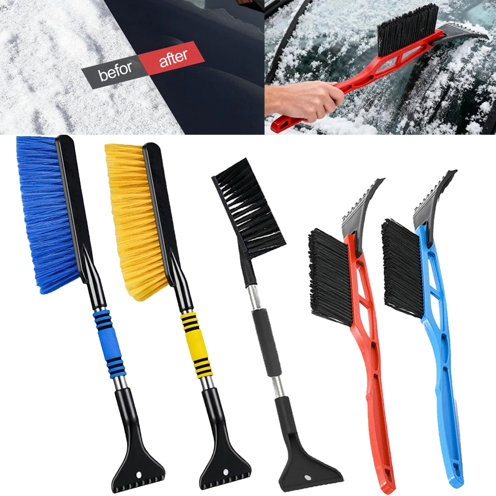 Double Head Car Snow Removal Shovel 2 IN 1 Ice Scraper Snow Brush for Car Windshield Telescopic Extra-long Shovel
