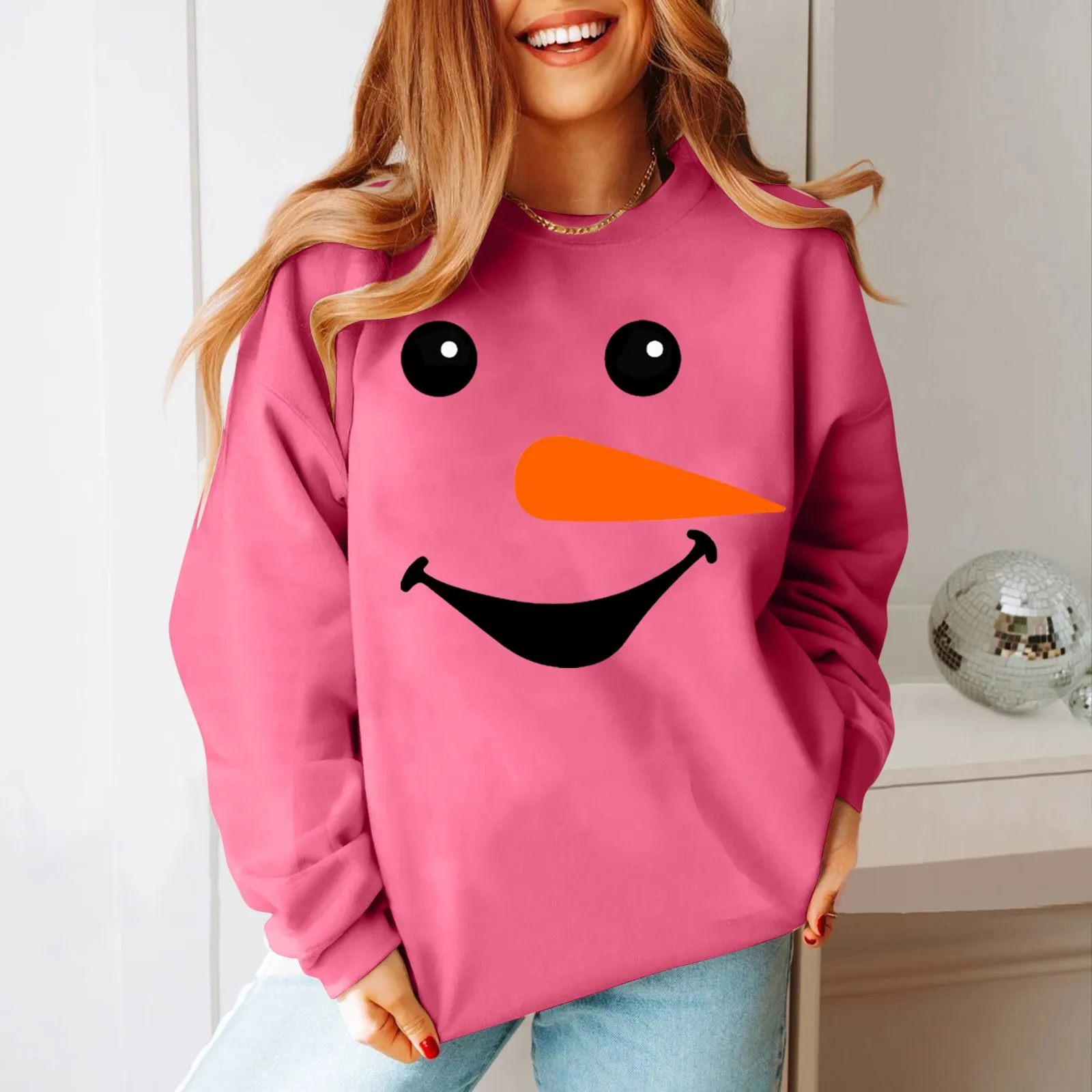 

Womens Casual Long Sleeve Graphic Tee Shirts Crew Neck Sweatshirts Pullover Tops For Women preppy style folk Running chic