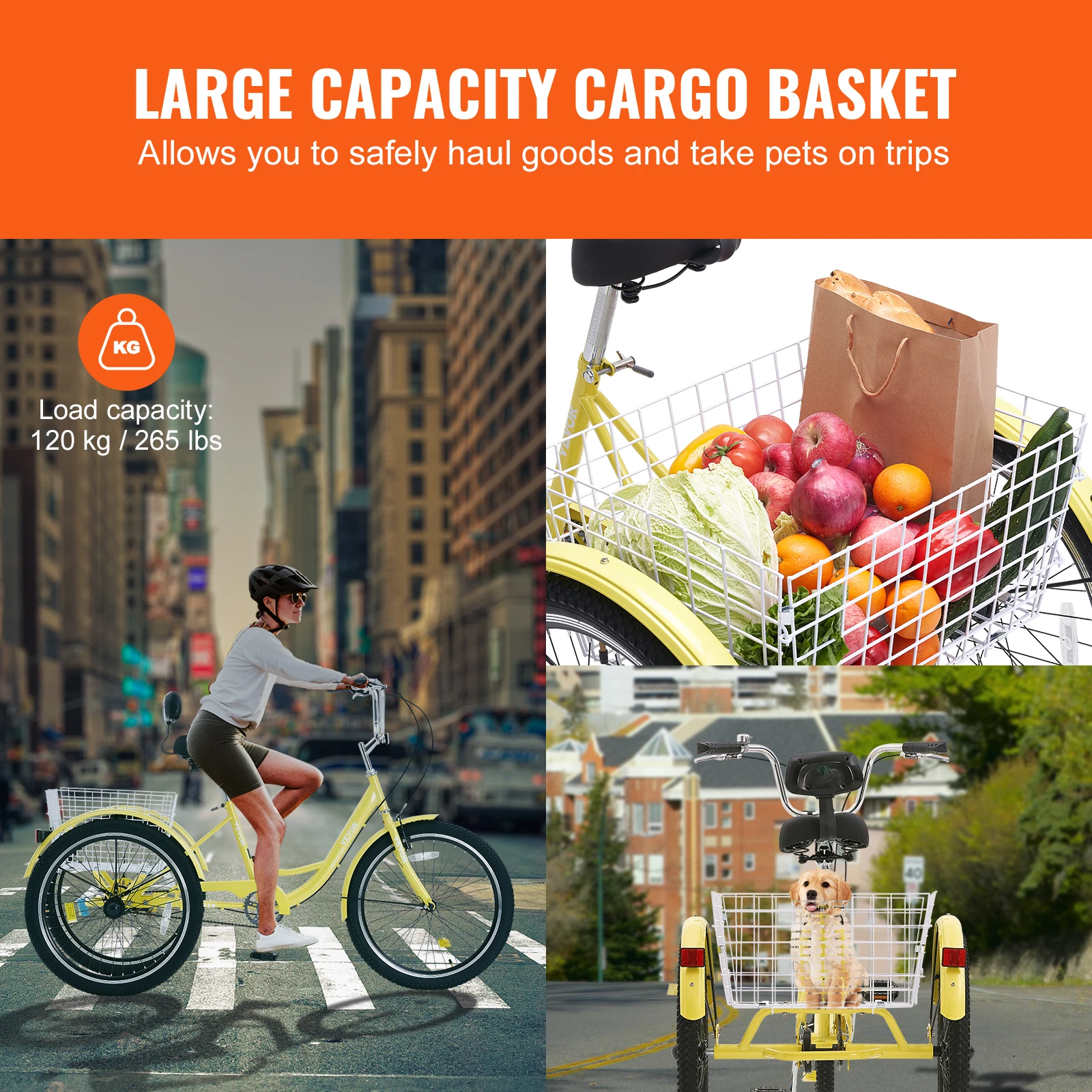 Adult Tricycles Bike Carbon Steel With Basket 1 Speed Adjustable Seat Picnic Shopping For Seniors Women Men 20/24/26Inch
