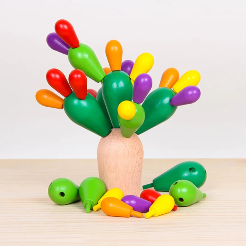 toys for Early Education Wooden Balancing Cactus Toy Removable Building Blocks for Baby Kids Developmental Intelligence Toy