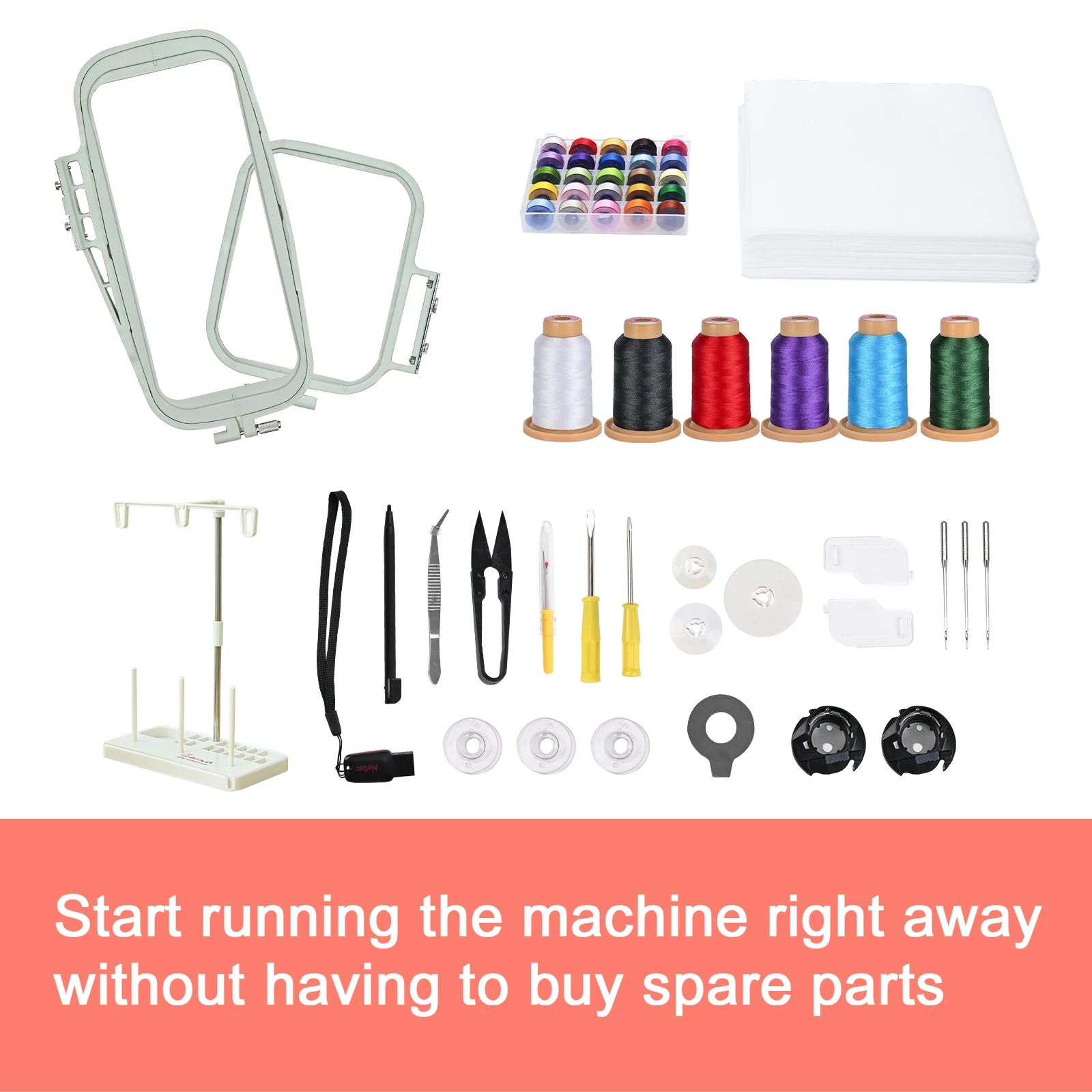 Poolin Computered Embroidery Machine Clothes Combo Include Threads&Tear Away Stabilizer&Bobbins Homeuse Embroidery Machine embroidery machine