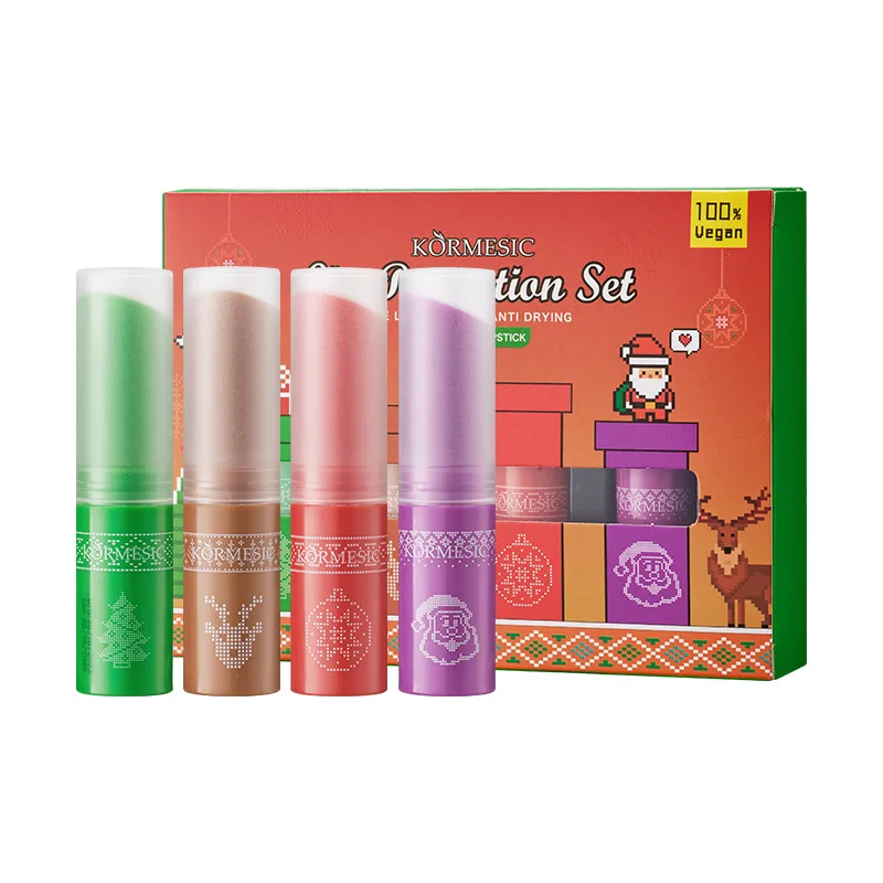 Natural Plant Lip Balm Moisturizing Lipsticks Base Anti-Cracking Lip Oil Christmas Gifts Gift Box Packaging Lip Balm 6