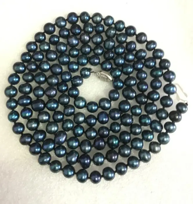 AA 8-9mm tahitian black pearl necklace 48inch 122cm