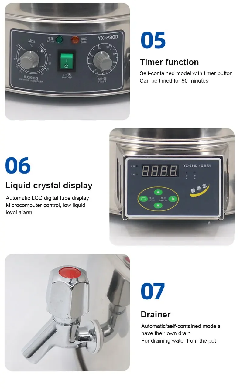 Digital Display Automatic Autoclave Sterilizer Overpressure Self-venting Labs Po