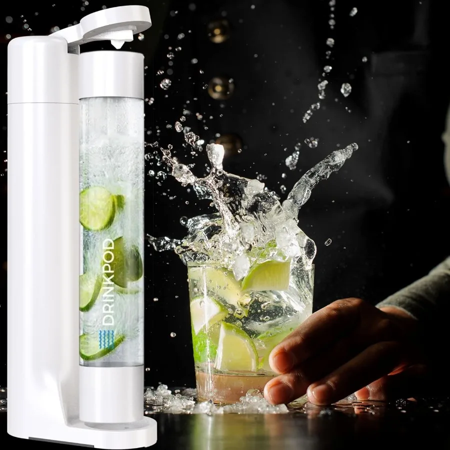 Fizzpod Soda Maker Home Soda CarbonationFizzy Bubbly Drink Machine with 3 PET Bottles 3 Caps 1 Carbonator Cap and Manual Coffee