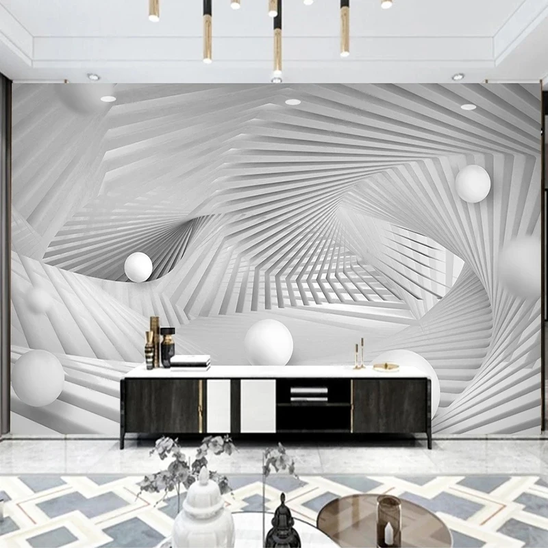 Modern Minimalist 3d Espaço Papel de Parede Mural Personalizado Sala de Estar tv Sofá Fundo Parede Decoração Home Tapety