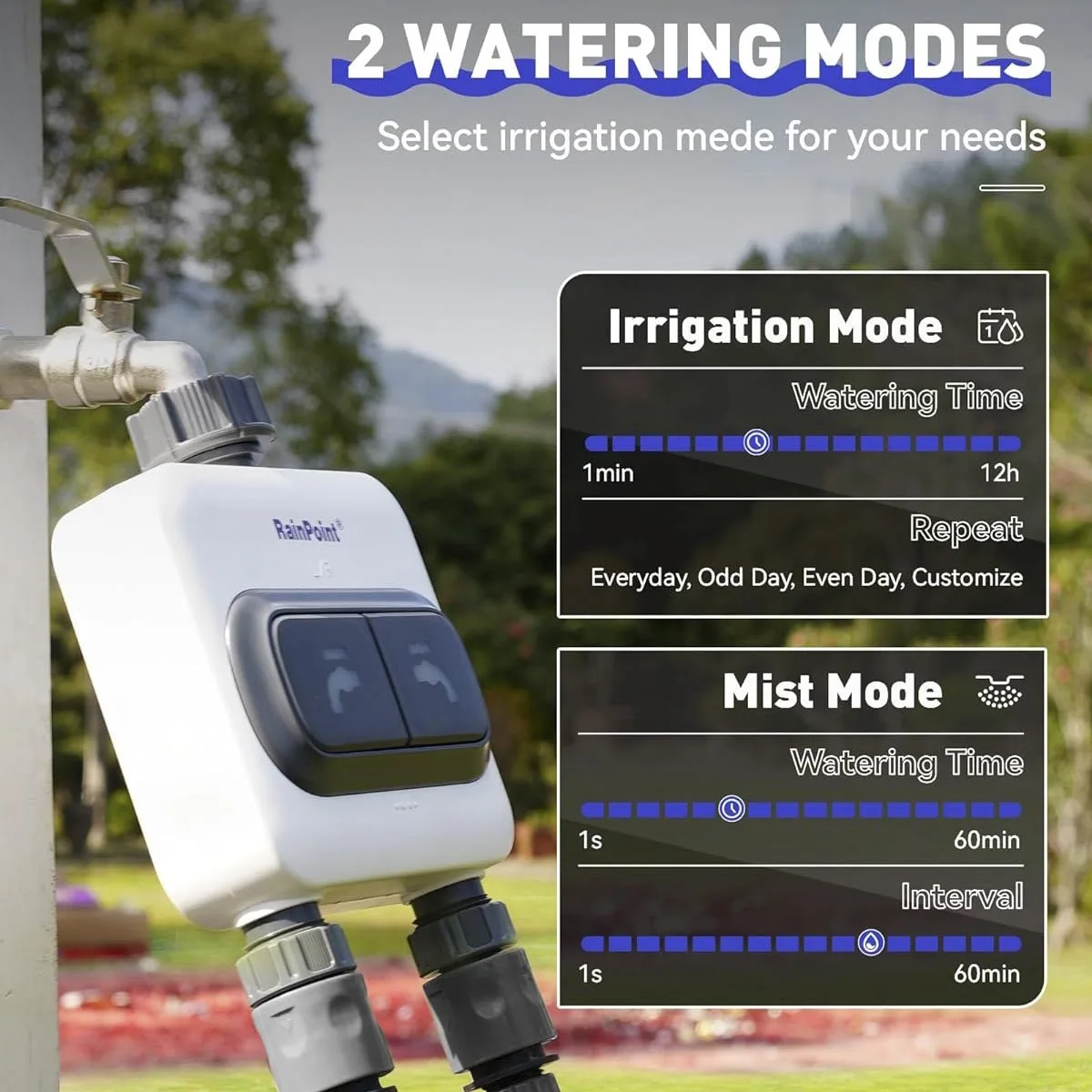 RainPoint Smart 2 Zone Watering Timer WIFI Garden Automatic Irrigation System Drip Sprinkler Controller Valve Garden Water Timer 3