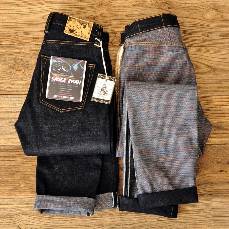 Saucezhan 308XX-z1 Mens Jeans 21 oz Rainbow Selvedge Denim Vintage Raw Jeans for Men Sanforized Unwashed Heavyv Denim Jeans 2