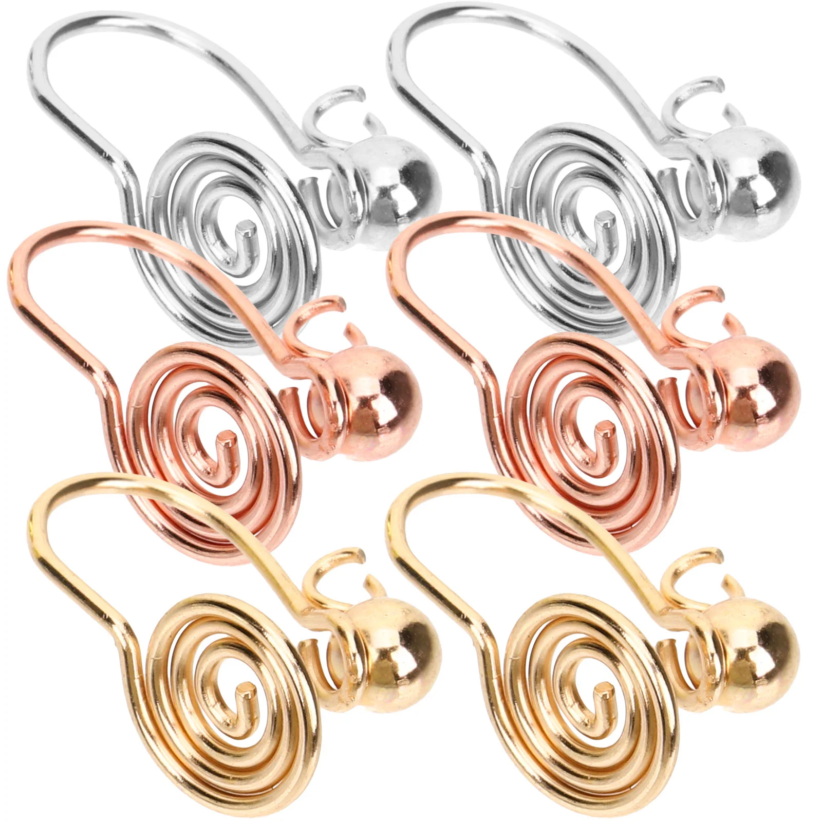 Hobbspring Orecchini a pressione in acciaio inox, orecchini a spirale, senza foro per l'orecchio, a compressione, orecchini cheloidi regolabili, per donne e uomini, acciaio inossidabile 304