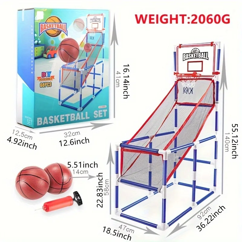 Portable Arcade Basketball Game Set with 2 Balls Hoop for Kids Indoor Outdoor Sport Play Children Boys Sports Toys Easy Set Up 3