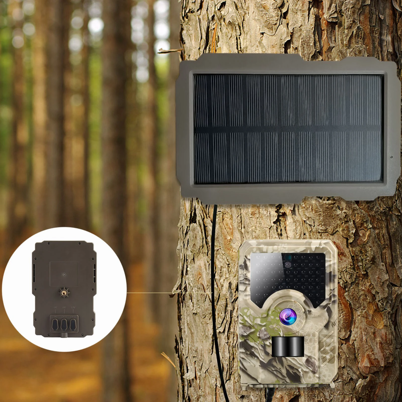 Hunting Camera Solar Panel 3000mAh Trail Camera Solar Charging Battery Panel with Rotating Mounting Bracket Outdoor