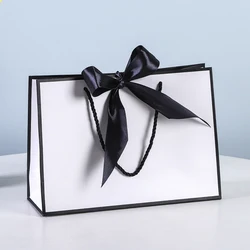 Custom Bridesmaid Gift Bags with Personalized Names - Perfect for Bridal Parties and Weddings (White - Black)