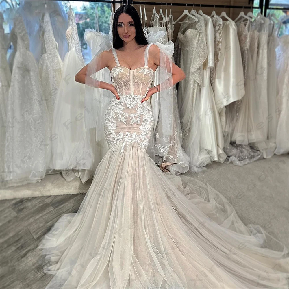 

2024 Gorgeous Women's Wedding Dresses Lace Applique Princess Bridal Gowns Sexy Off the Shoulder Mermaid Formal Beach Party Robes