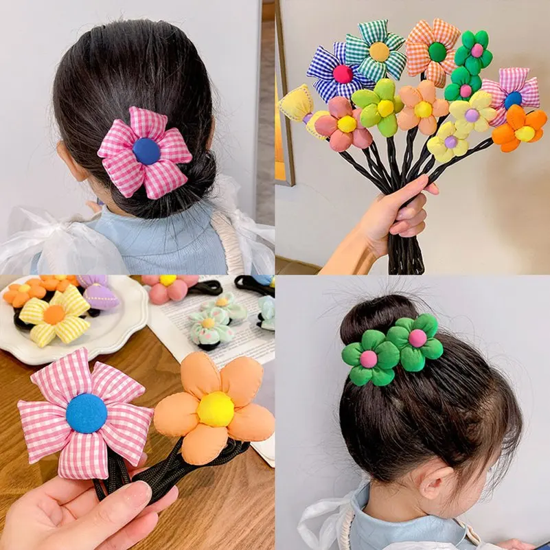 

Girls Cute Flower Lazy Hair Curler Bow Braided Hair Artifact For Kids Bun Styling Tool Headband Hair Accessories Headwear