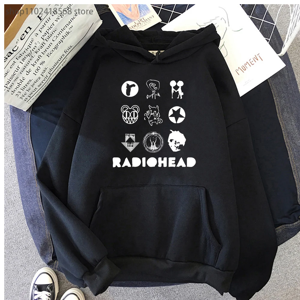 

Radiohead Classic Hoodies Men Cartoon Indie Fans Band Rock Boy Print Sweatshirt Loose Japan Station Tops Music Women Clothes