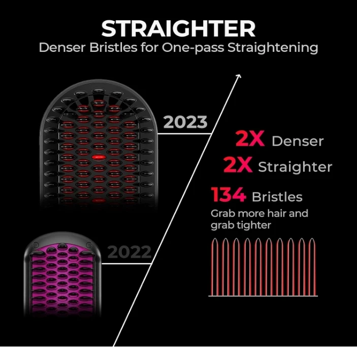 Ion Straight Brush Thick bristles, 16 temperature, hot brush Straight brush thick curly hair 3