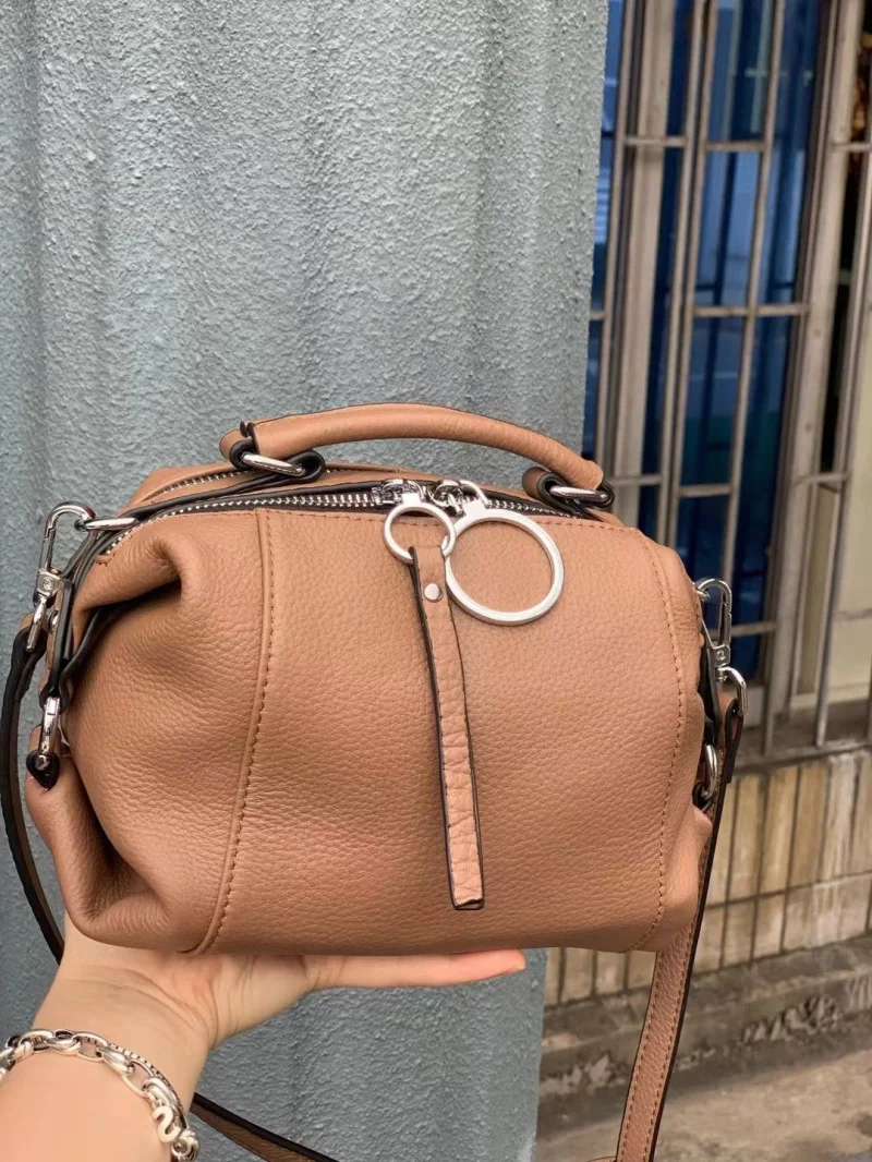 

Soft Genuine Leather Handbag Elegant Fashion Tassel Female Shoulder Large Capacity Simple Casual Women Crossbody Bag