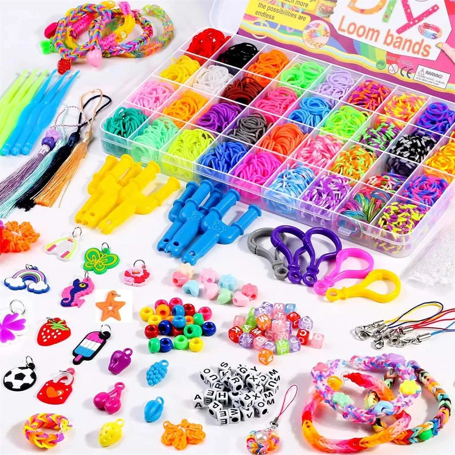 Colorful DIY Loom Bands Kit - 2700+ Pieces with 36 Grids for Creative Bracelet Making