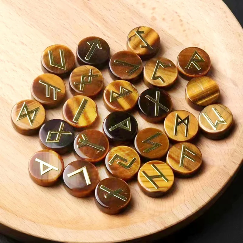 25Pcs Jadestone Runes Set,Viking Rune Symbols For Divination & Fortune-Telling,Occult Supplies For Altar