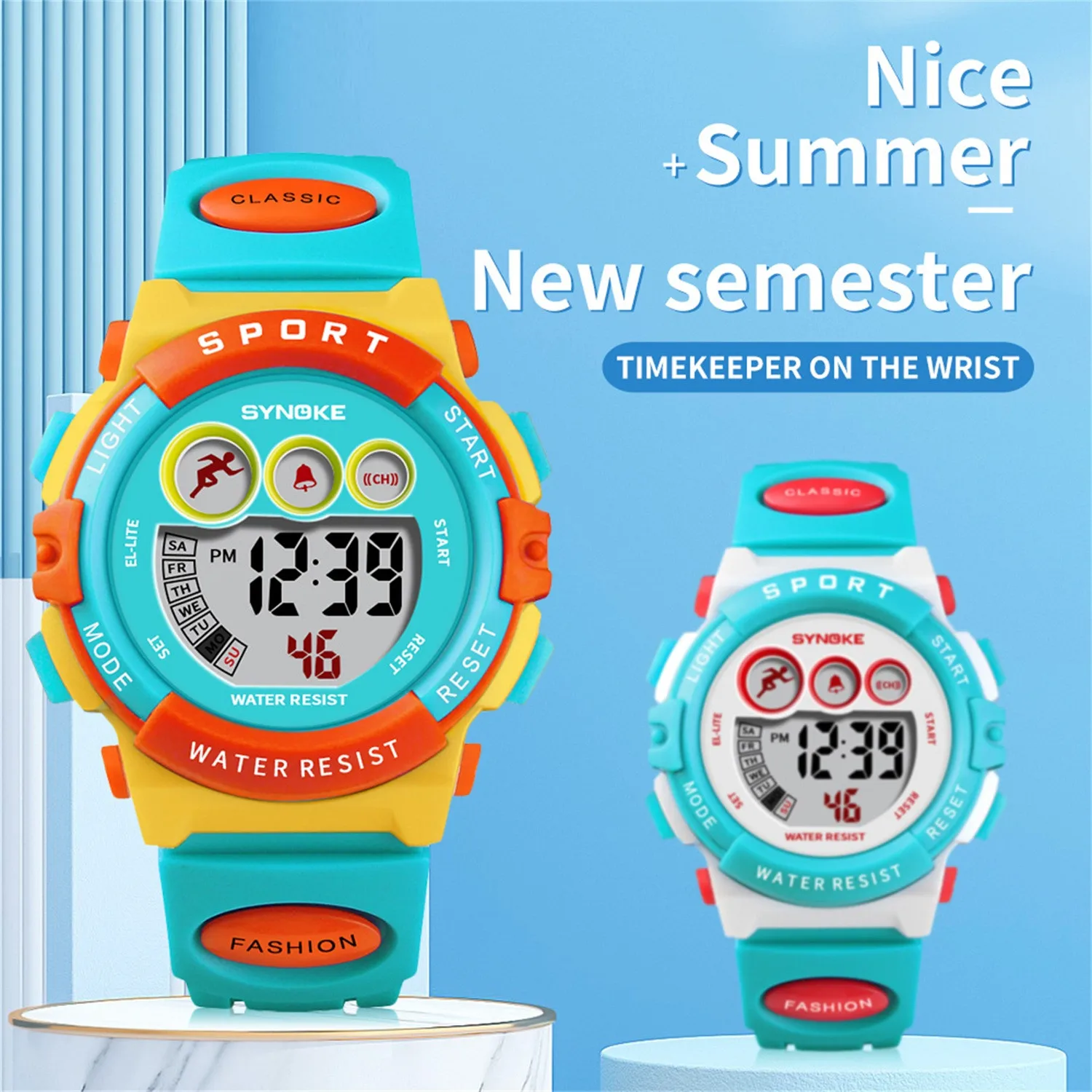 

Fashion Digital Watches Dial Watch Leather Strap Elegant Wristwatch New Sport Chronograph Children'S Waterproof Watches