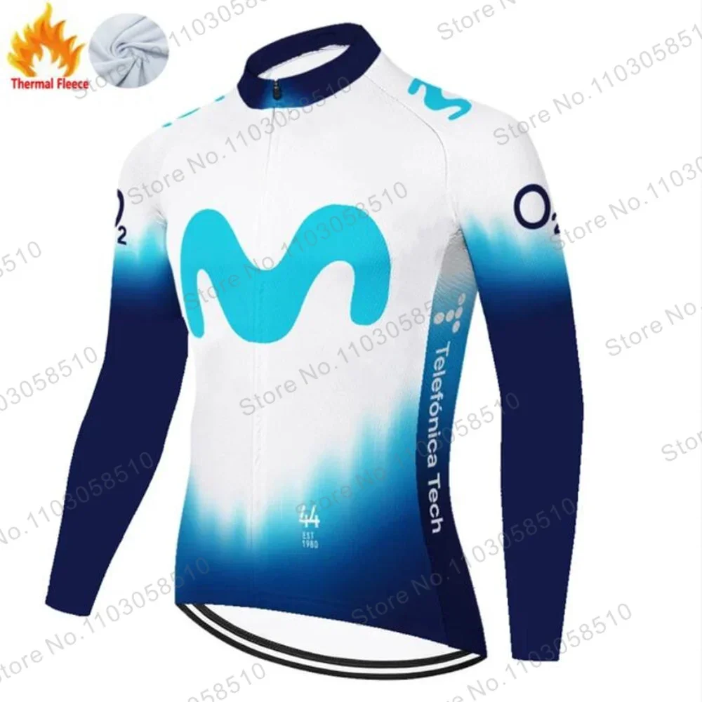 

Movistar Winter Thermal Fleece Jacket Cycling Jersey Long Sleeve Ropa Ciclismo Hombre Bicycle Wear Bike Clothing Maillot