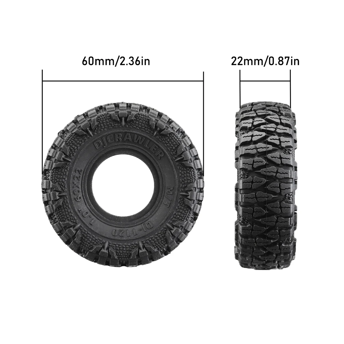 1/18 1/24 RC ũѷ   Ʈ   Ÿ̾, Axial SCX24 AX24 Traxxas TRX4M FMS FCX24, 60mm 1.0in, 4 