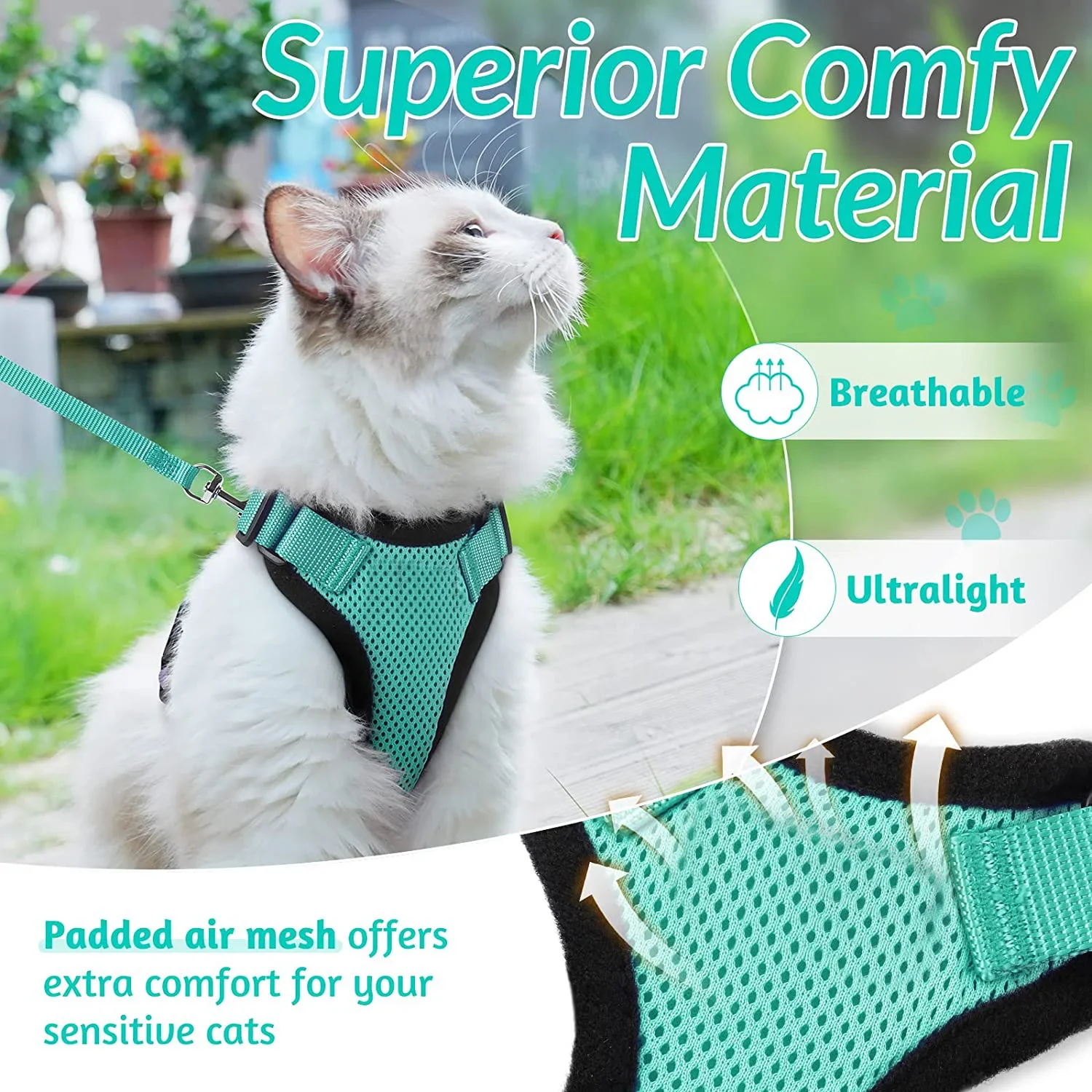 Escape Proof Cat Harness and Leash - Adjustable Soft Vest for Walking