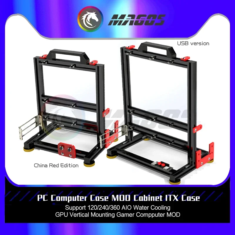 tipo Aberto pc Gamer Cabinet Rack Personalizado Itx Desktop Water Cooling Matx Liga de Alumínio Suporte Criativo Vertical Video Card