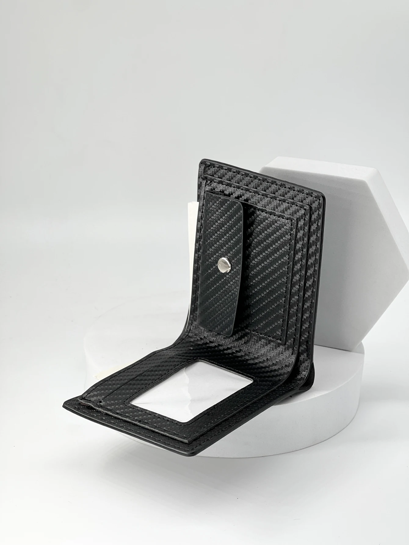 Fashion Trend New Business Casual Students Simple Men's Short Wallet Carbon Fiber with Card Slot Wallet 4