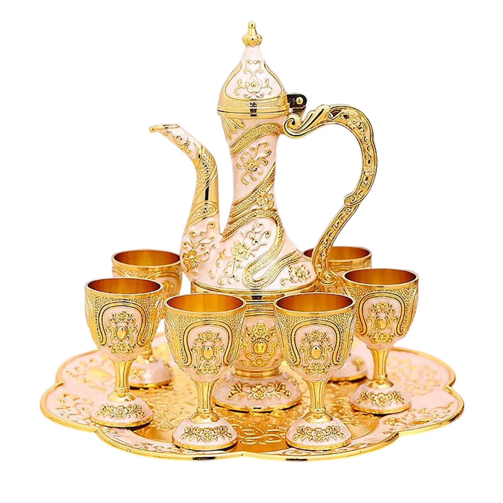 Luxury Turkish Coffee Pot Set Tea Set 6 Cups Crafts Teapot Ornament