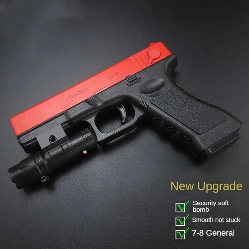 9X-Soft-Bullet-Spielzeugpistole mit manuellem Magazin und Laser, Airsoft-Pistole für Outdoor-Sport, CS, Kinderspiel, Geschenk