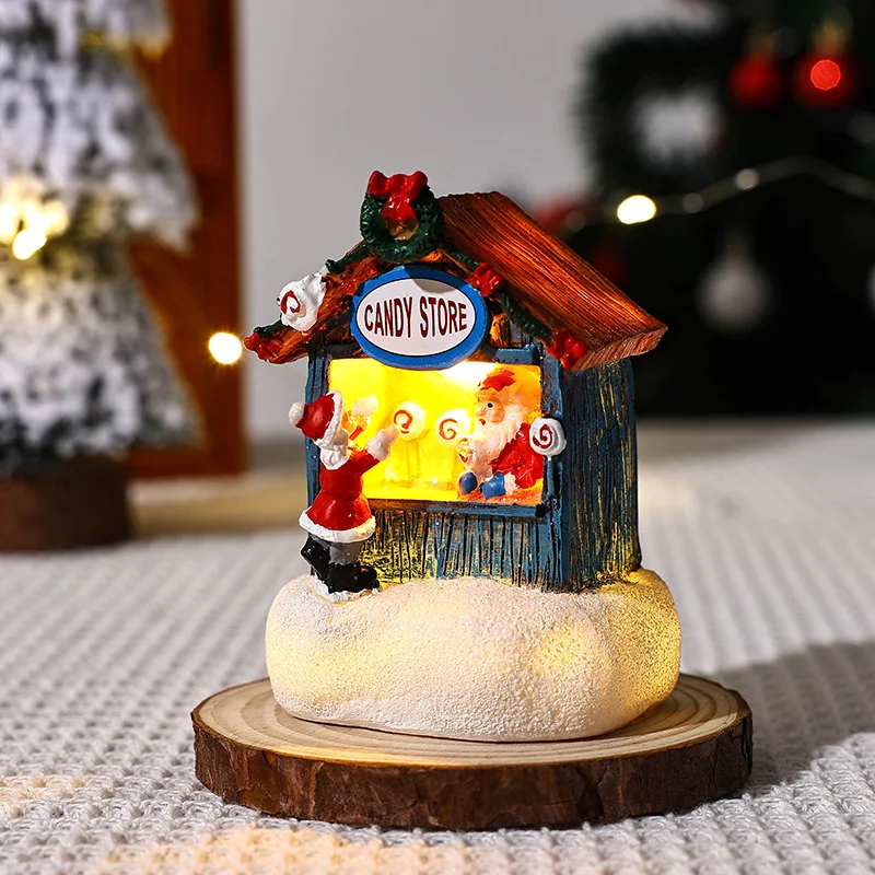 Weihnachts haus Figur Weihnachts harz tragen widerstands fähig winzige Harz Haus Dorf Miniatur Modell Weihnachts dekoration für die Hochzeit – Detail 4