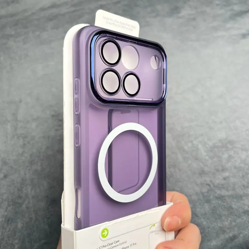 Simple Solid Color Transparent TPU Skin-Friendly Phone Cover with Magnetic Shock Protection
