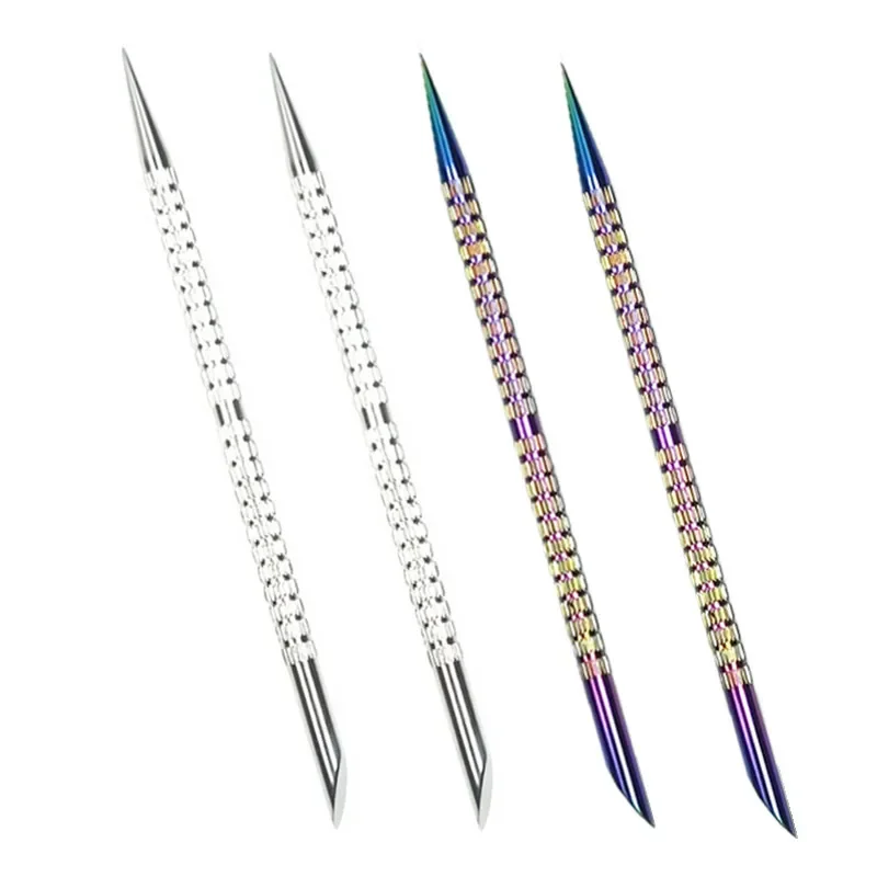 Double Ended Stainless Steel Beveled Steel Pusher Nail Remover Dead Skin Pusher Multi-Functional Nail Art Pen Tool 1 Piece