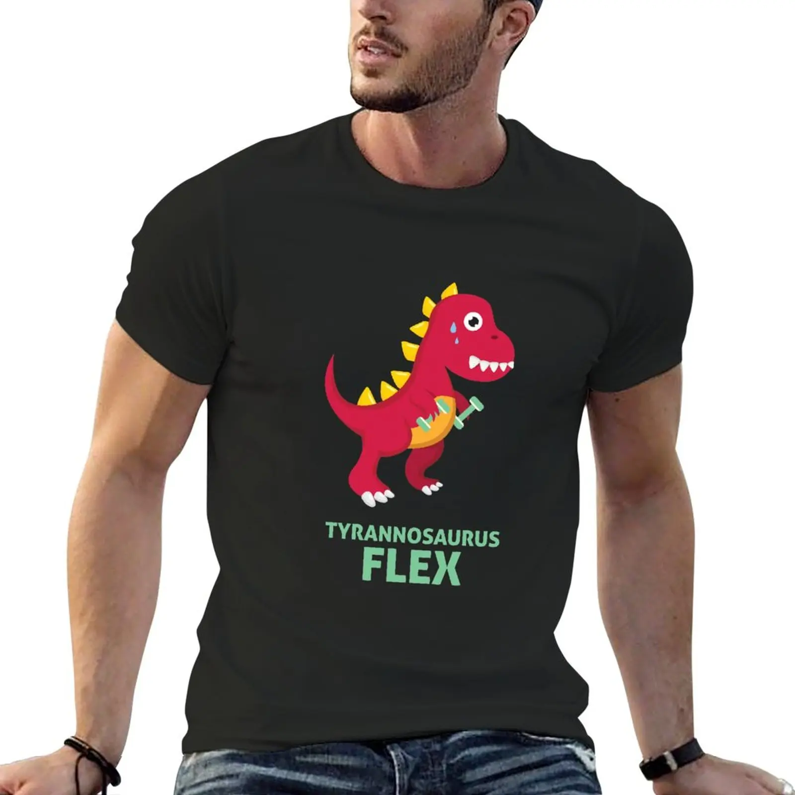 Tyrannosaurus Flex - Gym T-Rex Dinosaur T-Shirt Maglietta Nera T-Shirt Tinta Unita Ragazzi Animal Print Shirt Mens Graphic T-Shirt Pack