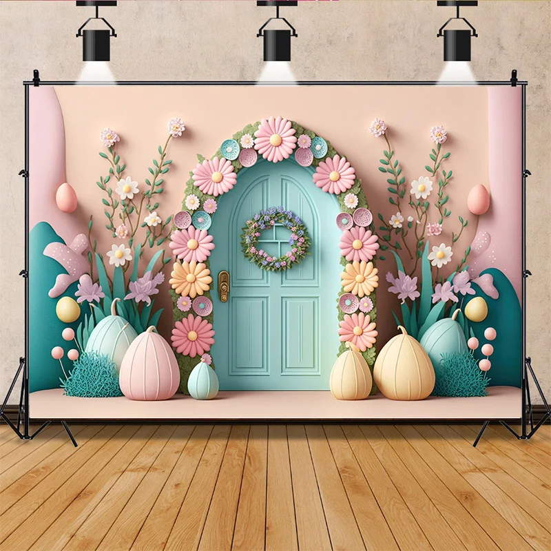 

SHENGYONGBAO Easter Scene For Photo Studio Background Celebrations Green Spring Eggs Rabbits Photography Backdrops Props FR-03