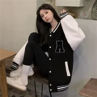 Loose Women's Baseball Jacket American Retro Patchwork Color Block Spring Autumn New Style Versatile Korean Loose Outerwear