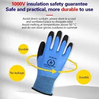 1 paire de gants isolants bleus pour électriciens, haute élasticité, résistance à la tension 1000V, gants de protection de sécurité pour travaux électriques 5
