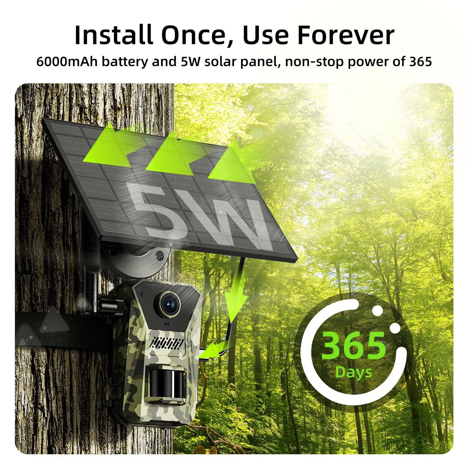 Hunting Trail Camera Trail Camera 4K HD 14MP Solar Panel Infrared Night Vision Monitoring Wildlife Trap Video Photo Recorder