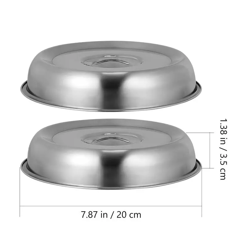 Food Cover 2 Pcs Stainless Steel Cookware Parts Kitchen Utensil Protective Hood Round Cover Dining Bar Equipment